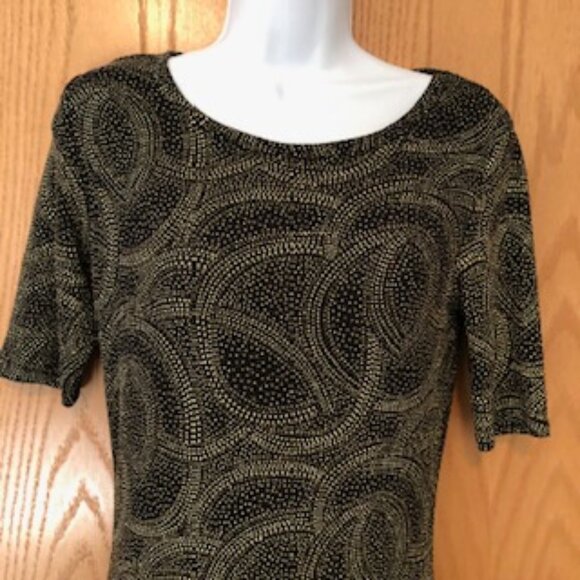 LulaRoe Glittery Gold Sparkle Stretchy Black Sheath Dress XS Extra Small - Picture 2 of 10